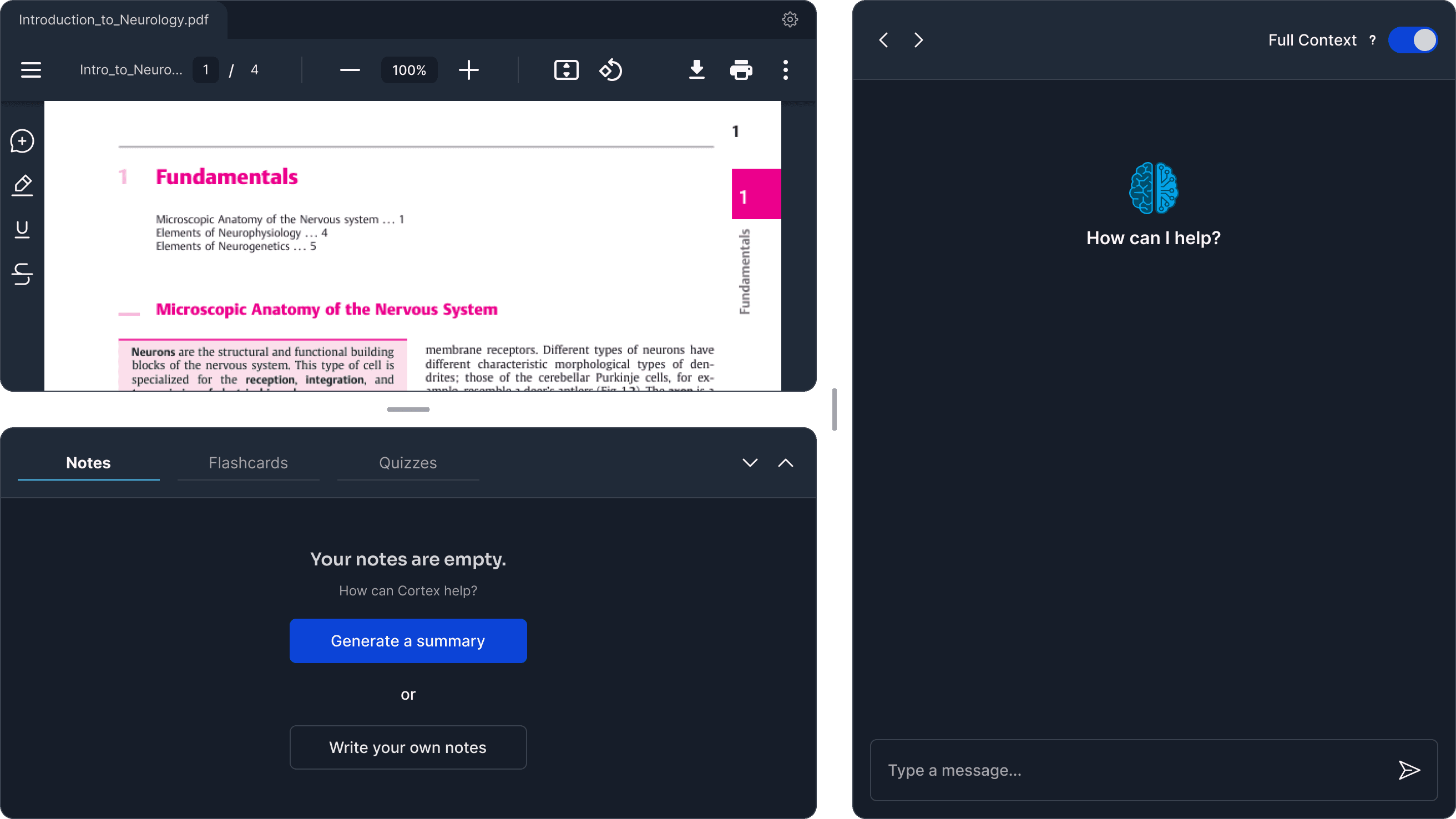 Learning Center Main Interface